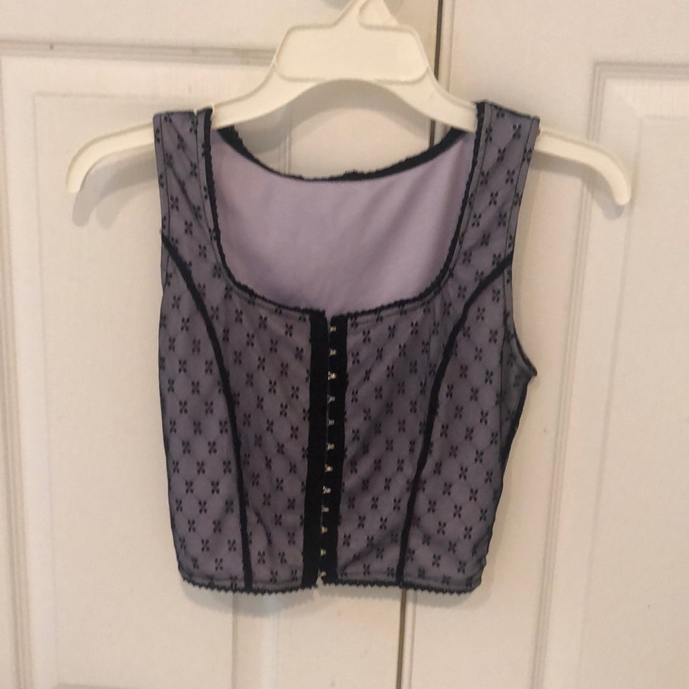Lavender and black corset top